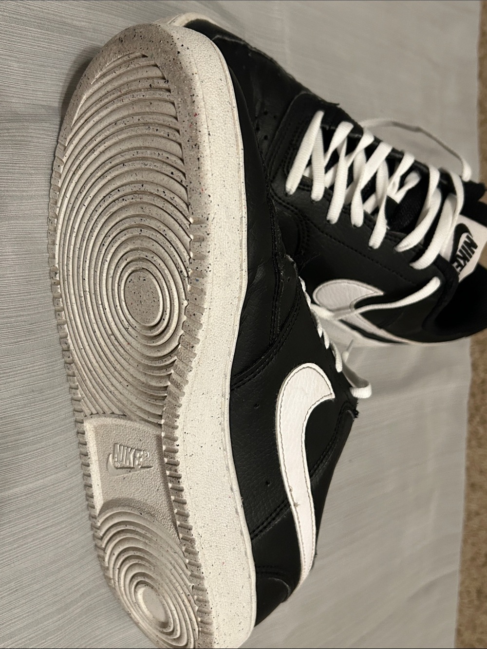 Nike Court Vision Black and White Low-Top Leather Sneakers - Picture 3 of 6